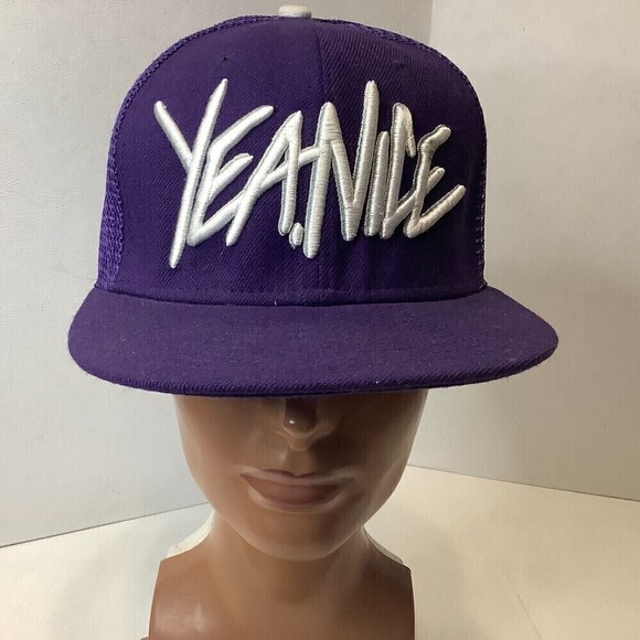 Yea Nice It's A Brand Hat Ball Cap Mesh Back Adjustable One Size Purple - Picture 1 of 8